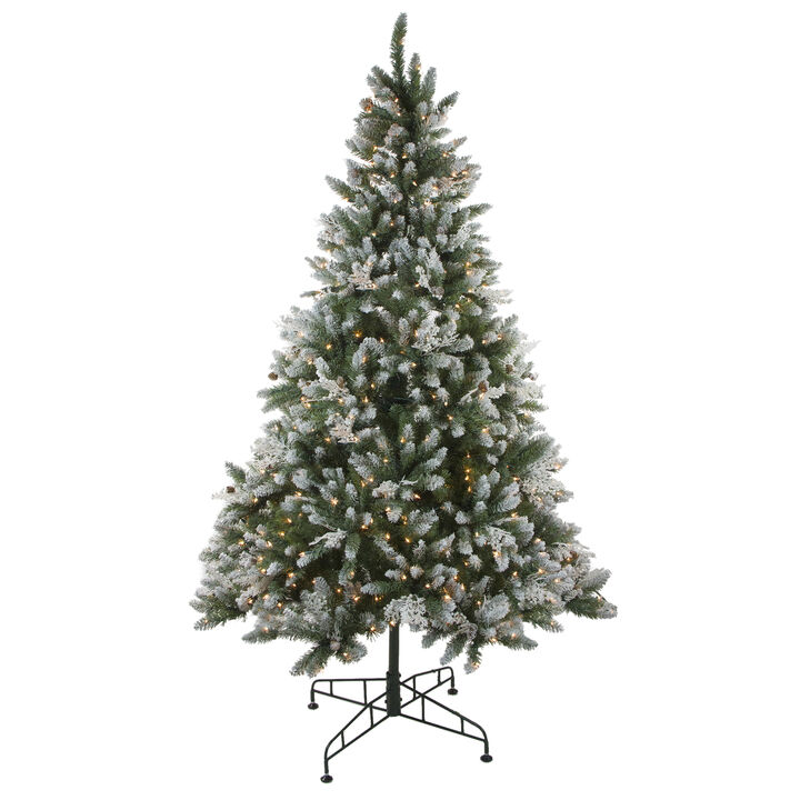 6.5' Pre-Lit Medium Frosted Sierra Fir Artificial Christmas Tree - Clear Lights