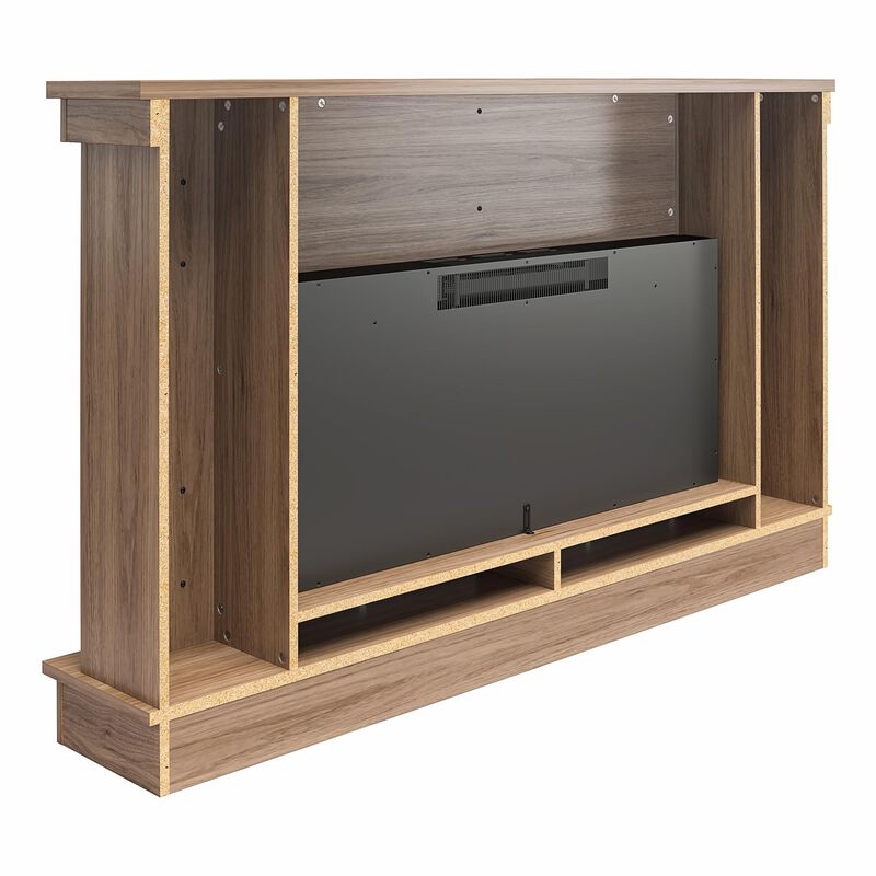 Ameriwood Home Elmcrest Wide Mantel with Linear Electric Fireplace, White