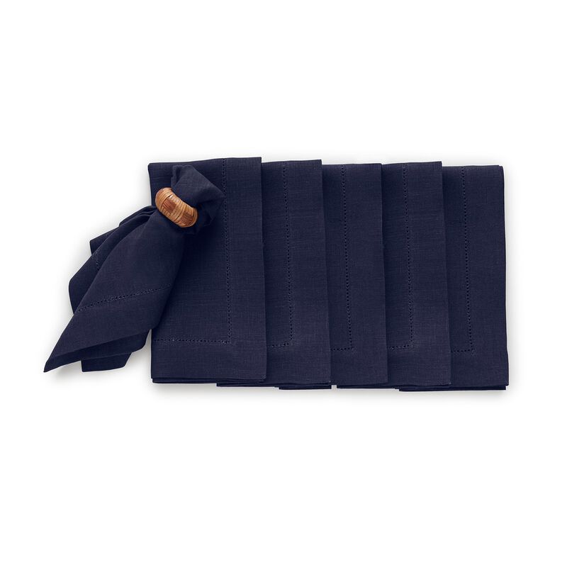 Solino Home 100% Pure Linen Cloth Napkins 20 x 20 Inch Set of 6 | Medium Weight Hemstitch Dinner Napkins