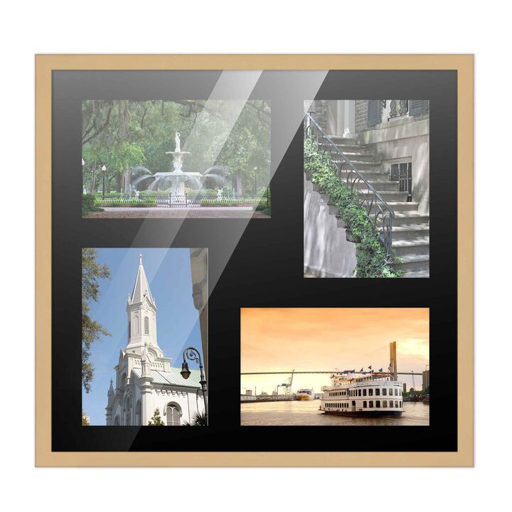 14x14 Wood Collage Frame with a Black Mat for 5x7 Pictures
