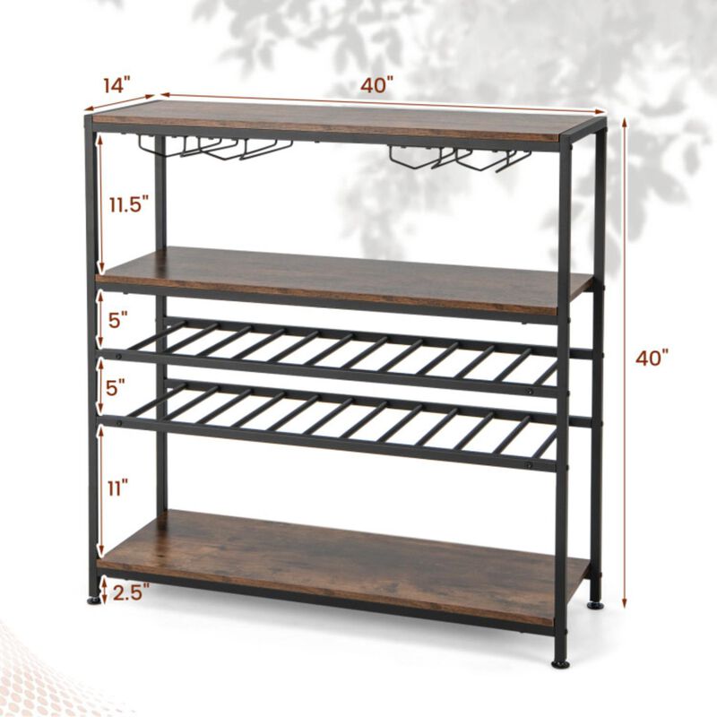 Hivvago 5-tier Wine Rack Table with Glasses Holder