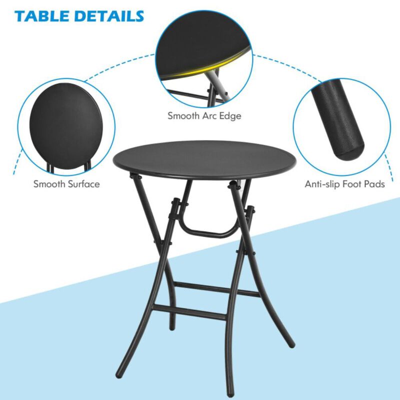 Hivvago 3 Pieces Patio Rattan Bistro Set with Round Dining Table and 2 Chairs