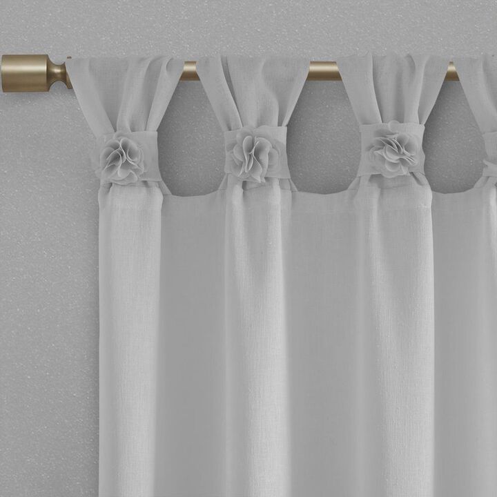 Belen Kox Rosette Tab Top Floral Embellished Window Panel, Belen Kox