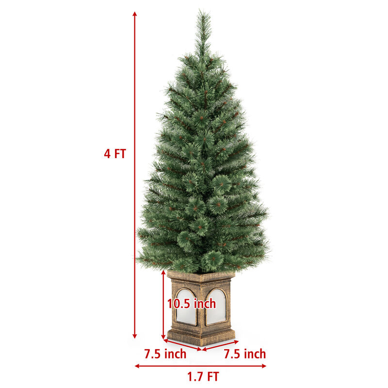 Pre-Lit Potted Christmas Tree with Pine Needles for Festive and Compact Holiday Decor