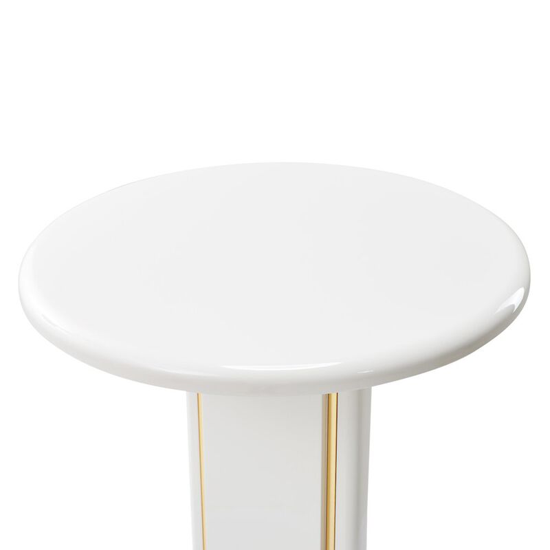 Michael Amini Sassani Accent Table - Pearl White/Gold