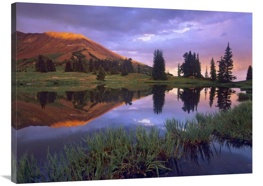 Mount Baldy at sunset reflected in lake along Paradise Divide, Colorado-Canvas Art-40x30