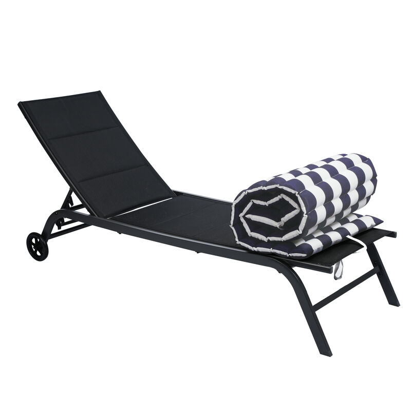 Blue and White Lounge Chair Replacement Cushions Set