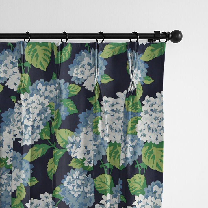 6ix Tailors Fine Linens Midnight Garden Navy Pinch Pleat Drapery Panel Pair