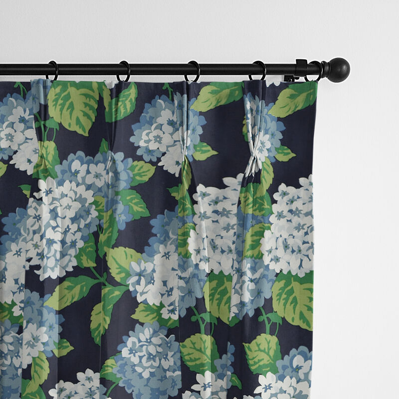 6ix Tailors Fine Linens Midnight Garden Navy Pinch Pleat Drapery Panel Pair