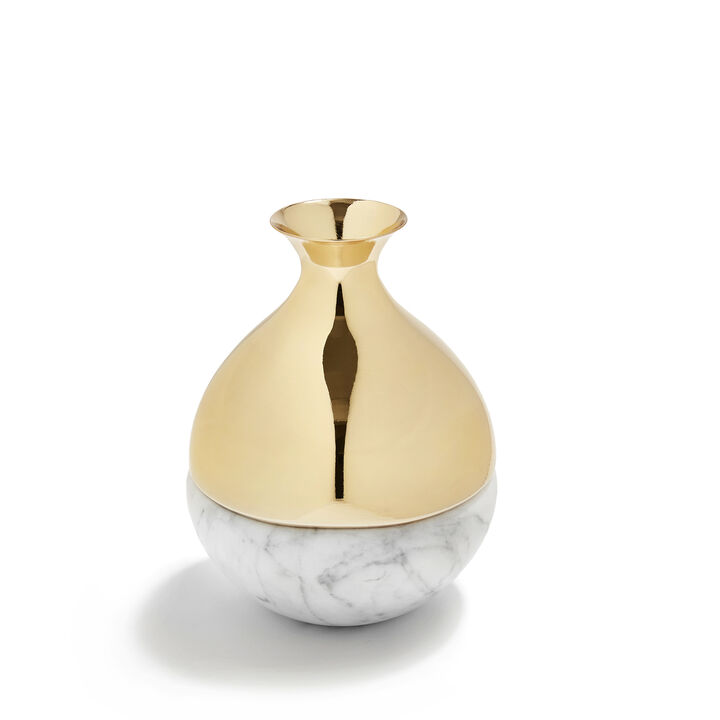 Coluna Dual Bud Vase, Marble & Gold