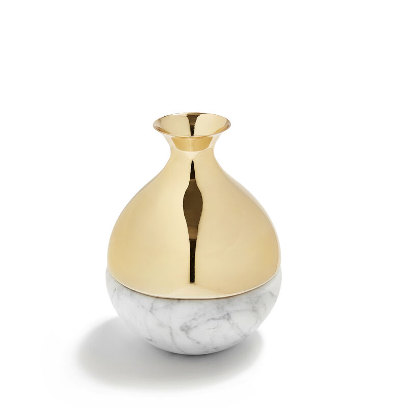 Coluna Dual Bud Vase, Marble & Gold