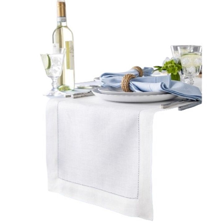 Solino Home 100% Pure Linen Table Runner | Classic Hemstitch for Thanksgiving, Christmas