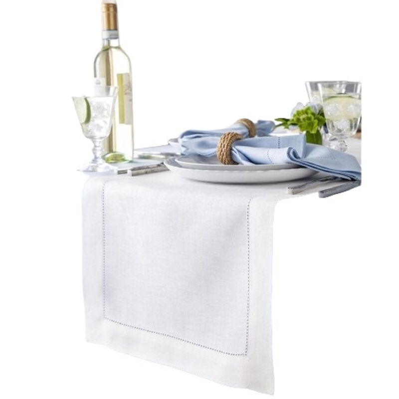 Solino Home 100% Pure Linen Table Runner | Classic Hemstitch for Thanksgiving, Christmas