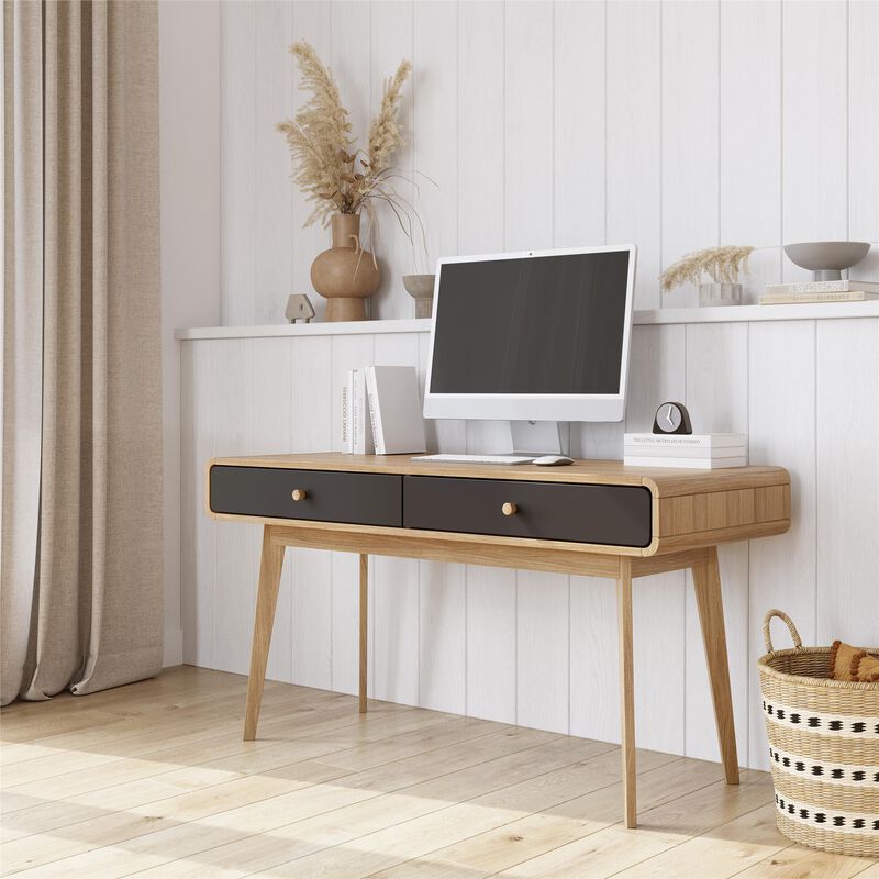 Leva Scandinavian 2 Drawer Curved Computer Desk