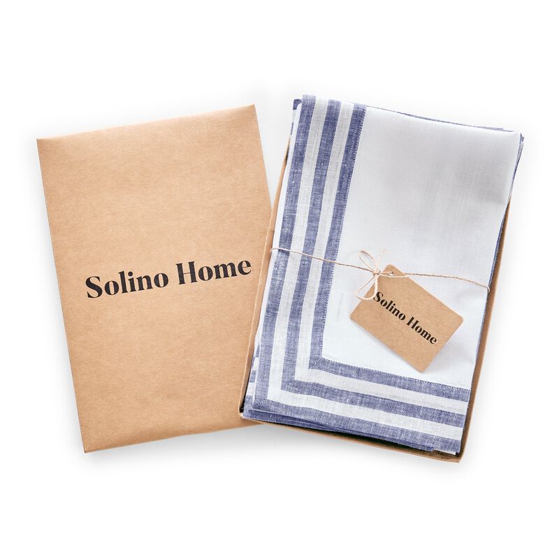 Solino Home 100% Pure Linen Cloth Napkins 20 x 20 Inch Set of 4 Dinner Napkins | Mila