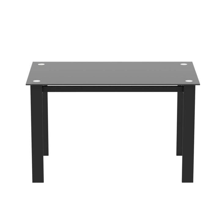 Modern Tempered Glass Dining Table, Simple Rectangular Metal Table Legs Living Room Kit