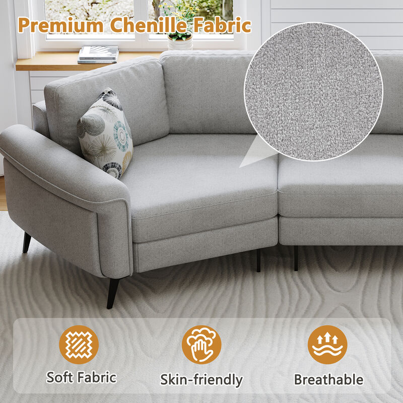 Merax Upholstered 3-seater Sofa Curved Sofa Couch