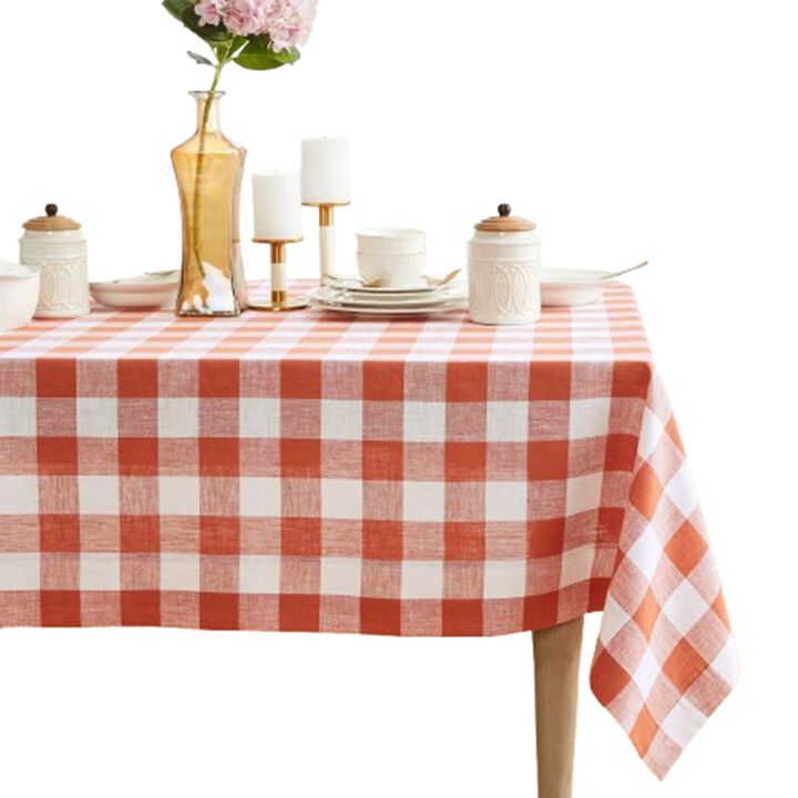 Solino Home 100% Pure Linen Tablecloth | Buffalo Check Dining Table Cloth