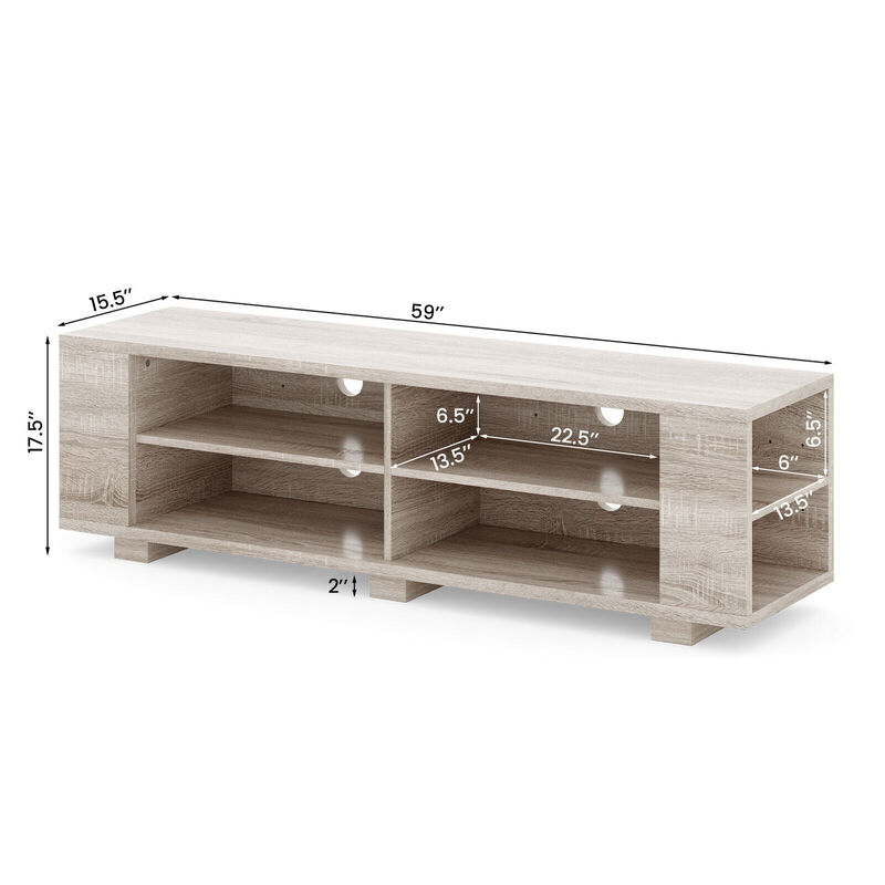 59 Inch Console Storage Entertainment Media Wood TV Stand