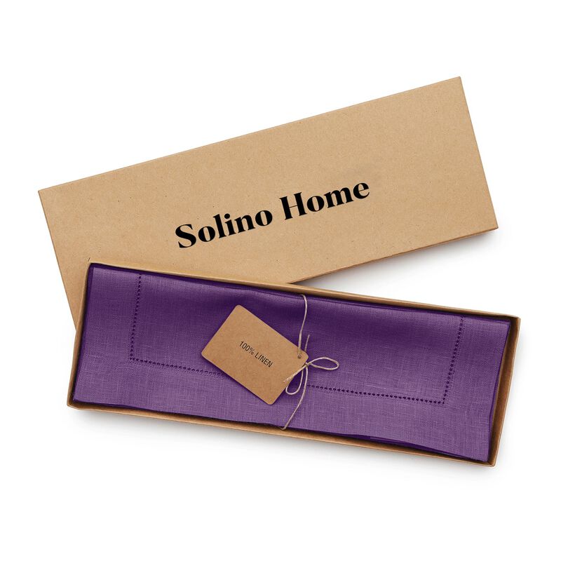 Solino Home 100% Pure Linen Placemats Set of 4 - 14 x 19 Inch | Classic Hemstitch