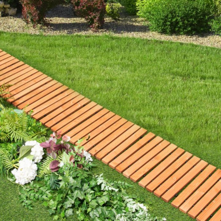 Hivvago 8 Feet Roll-out Weather-Resistant Patio Hardwood Pathway