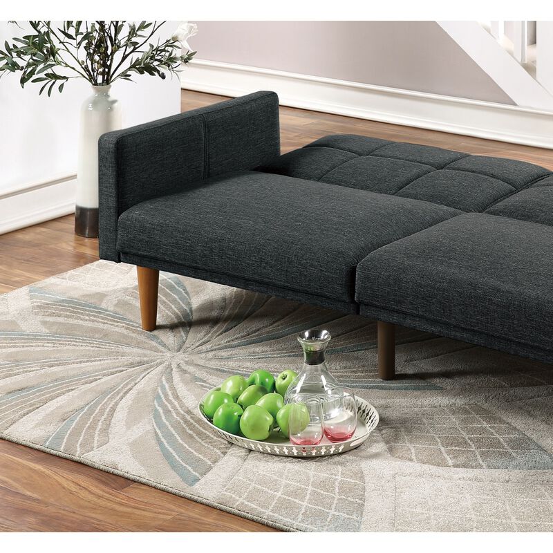 Transitional Black Sofa Bed with Wooden Legs