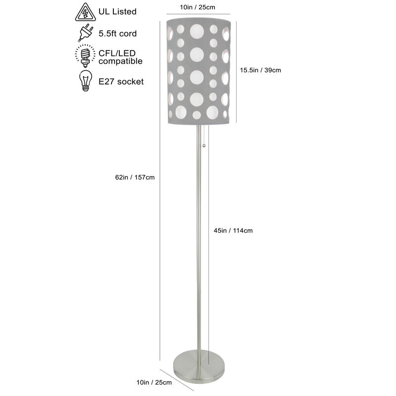 62"H Grey/White Retro Floor Lamp