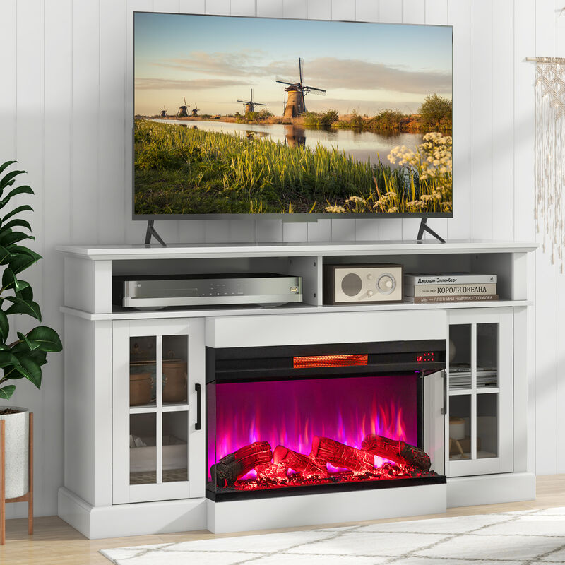 36-Inch 3-Sided Electric Fireplace, 1500W with 7-Color Flame for Stunning Ambiance