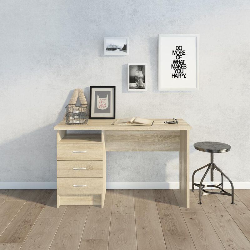 Tvilum Whitman Desk with 3 Drawers, Oak Structure