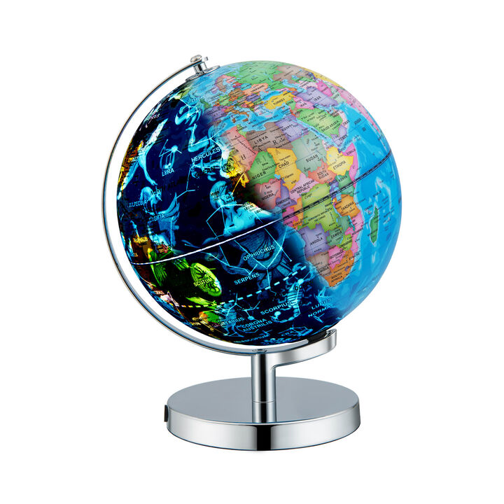 3-in-1 Illuminated World Globe with Stand and  88 Constellations