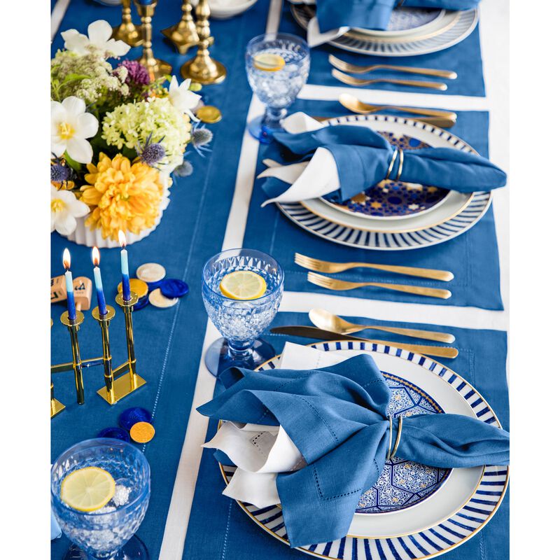 Solino Home 100% Pure Linen Placemats Set of 4 - 14 x 19 Inch | Classic Hemstitch