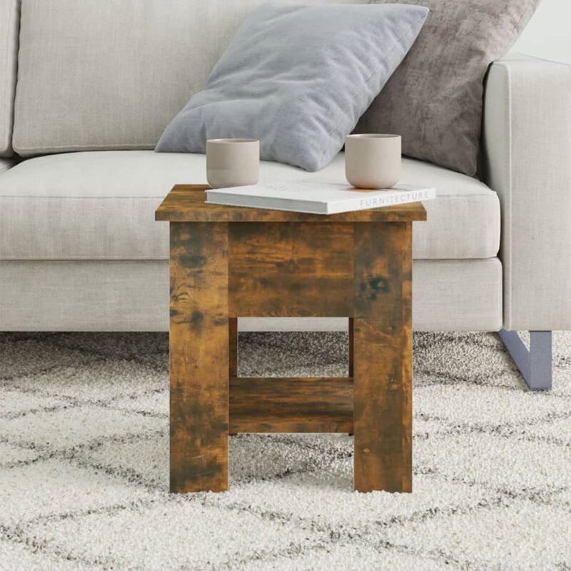 vidaXL Coffee Table Smoked Oak 15.7"x15.7"x16.5" Engineered Wood