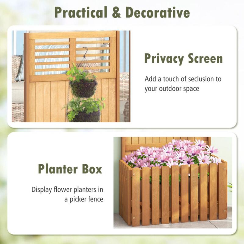 Hivvago Wooden Raised Garden Bed with Privacy Screen