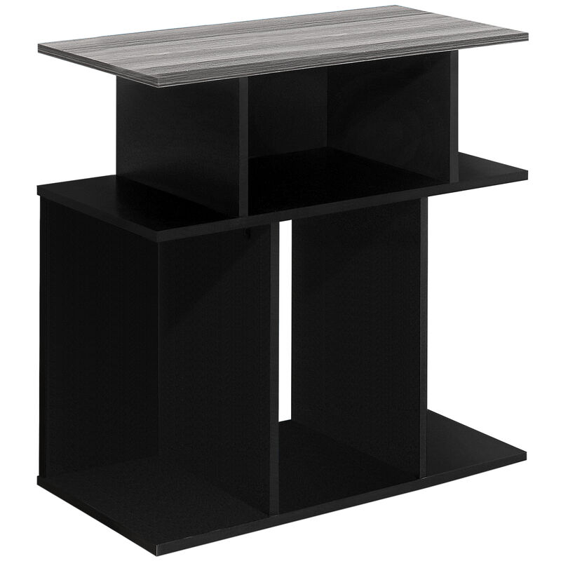 Monarch Specialties I 2477 Accent Table, Side, End, Nightstand, Lamp, Living Room, Bedroom, Laminate, Black, Grey, Contemporary, Modern