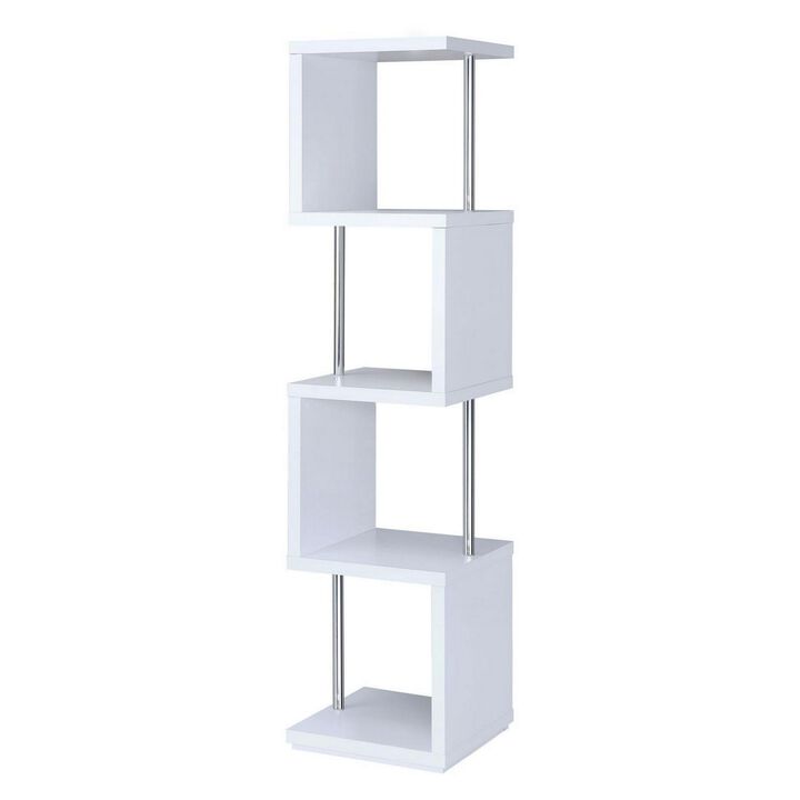 Modern Four Tier Wood And Metal  Bookcase