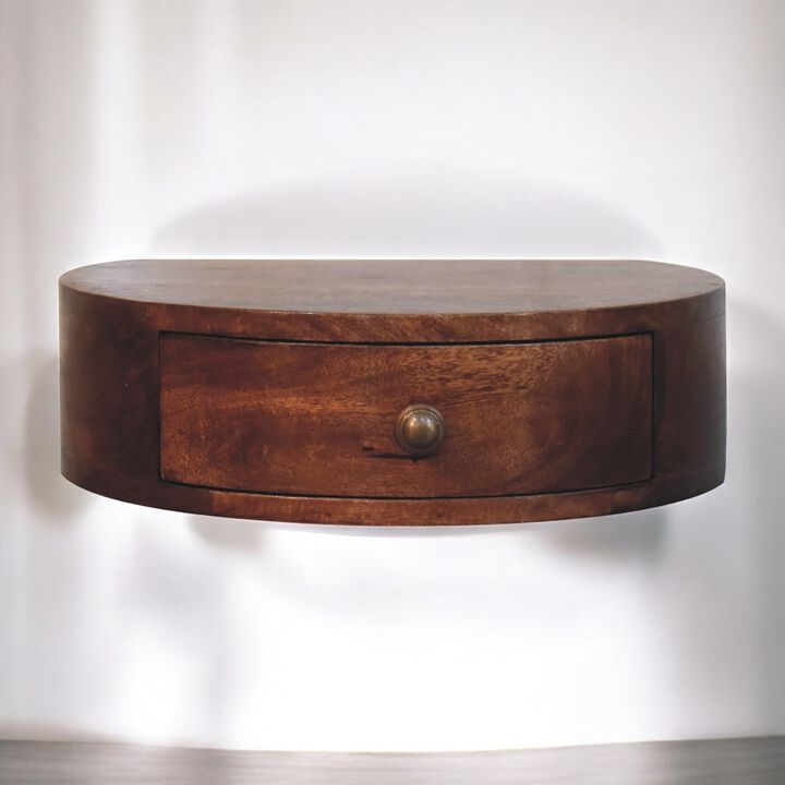 Artisan Furniture Solid Wood Honey Caramel Wall Mounted Rounded Bedside