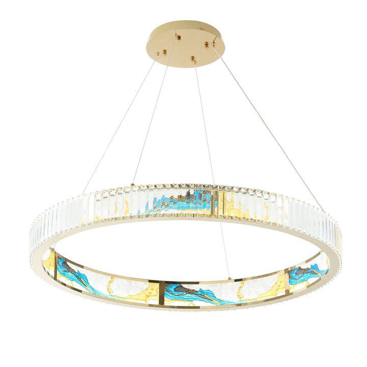 Boeseman's Chandelier Colorful Crystal Integrated LED CC Technology 1 Tier, Round