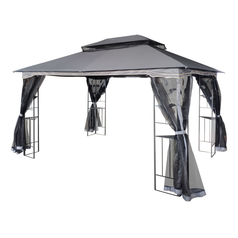 13 X 10 Outdoor Patio Gazebo Canopy Tent With Ventilated Double Roof And Mosquito Net