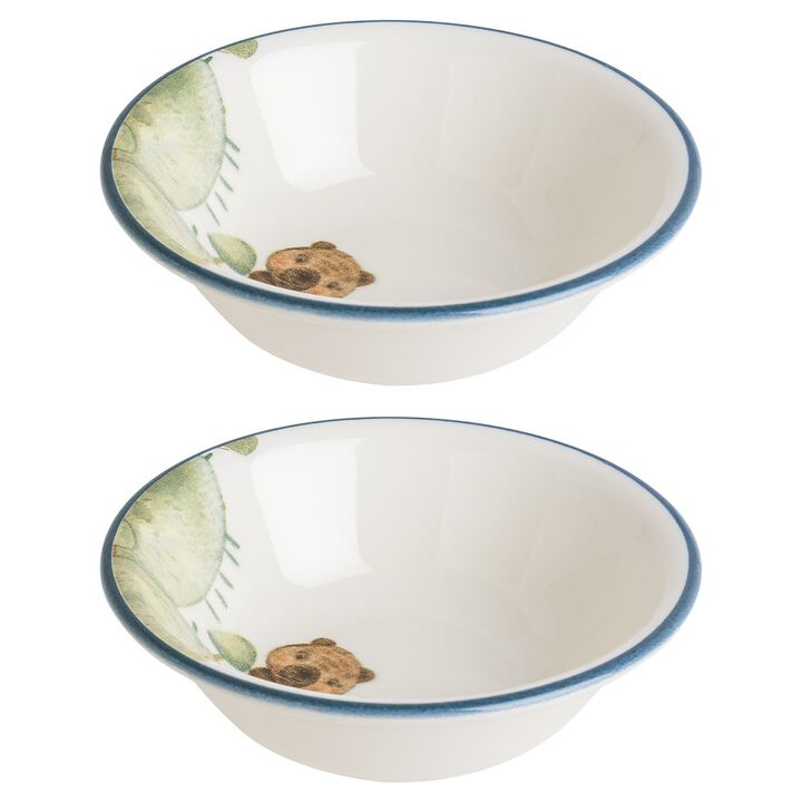 Minimeals dia.6.25" h:2" 13 oz. Round Decorated Porcelain Bowl (Set of 2)