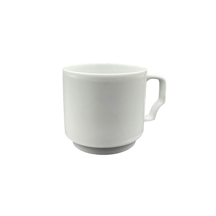 Porcelain Delta dia.3.25" h:3" 10 oz. Round White Porcelain Mug (Set of 4)