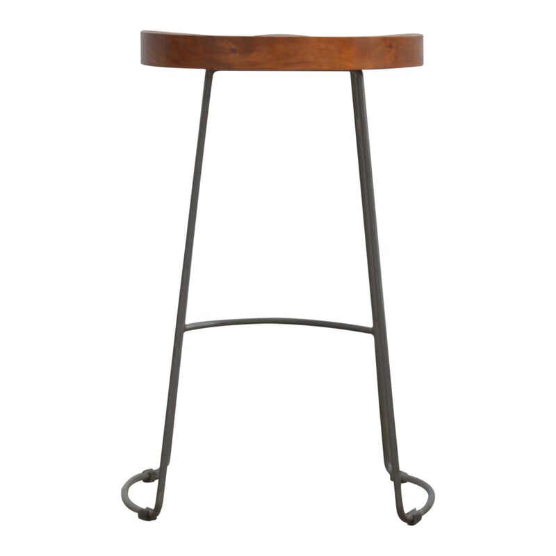 Industrial Bar Stool with Chunky Solid  Wood Seat