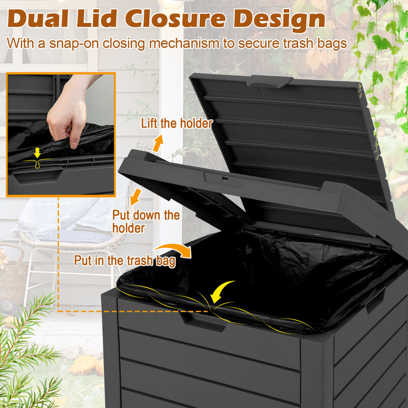 31 Gallon Large Outdoor Trash Can with Lid and Pull-out Liquid Drawer