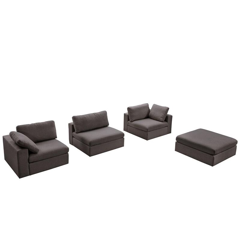 Ashcroft Furniture Co Cecilia Modular Corner Sectional Modern Sofa Dark Gray