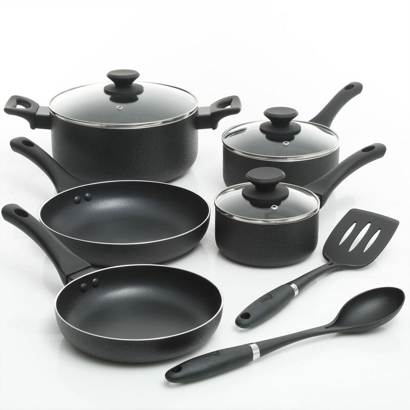 Oster Ashford 10 Piece Aluminum Nonstick Cookware Set in Black