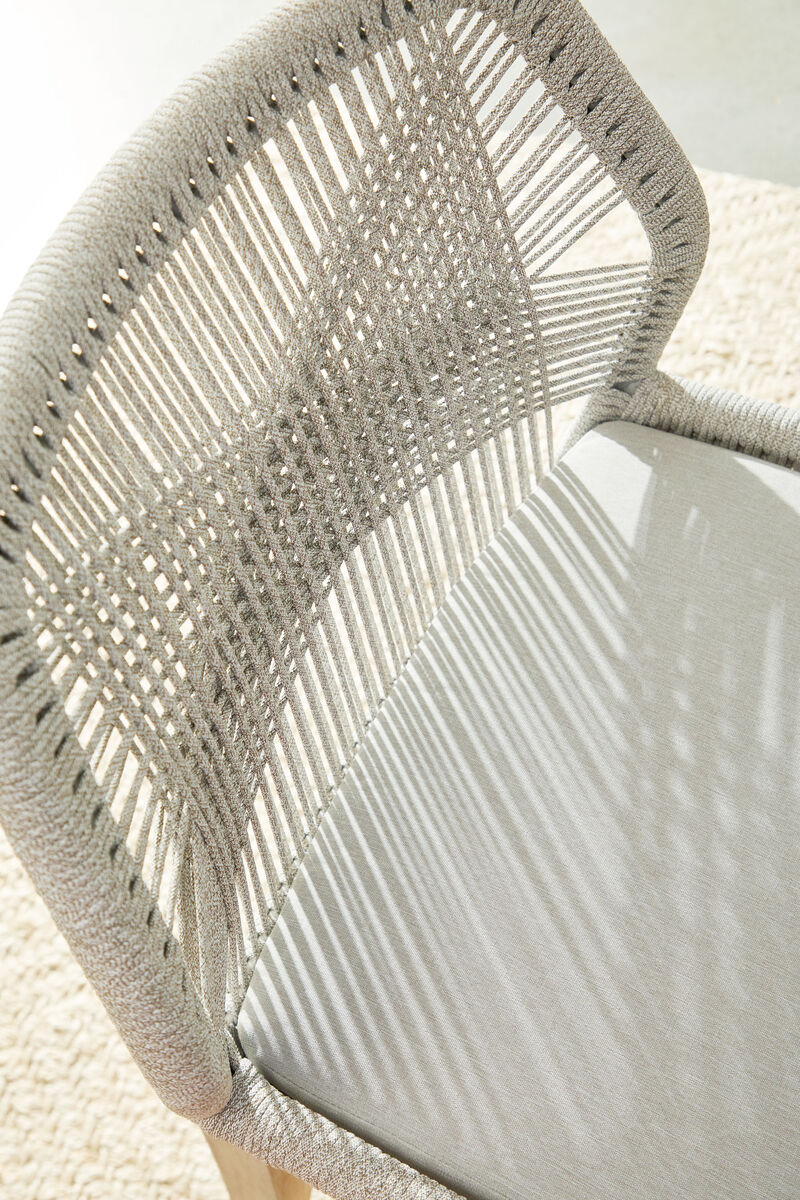 Loom Outdoor Counter Stool in Taupe & White
