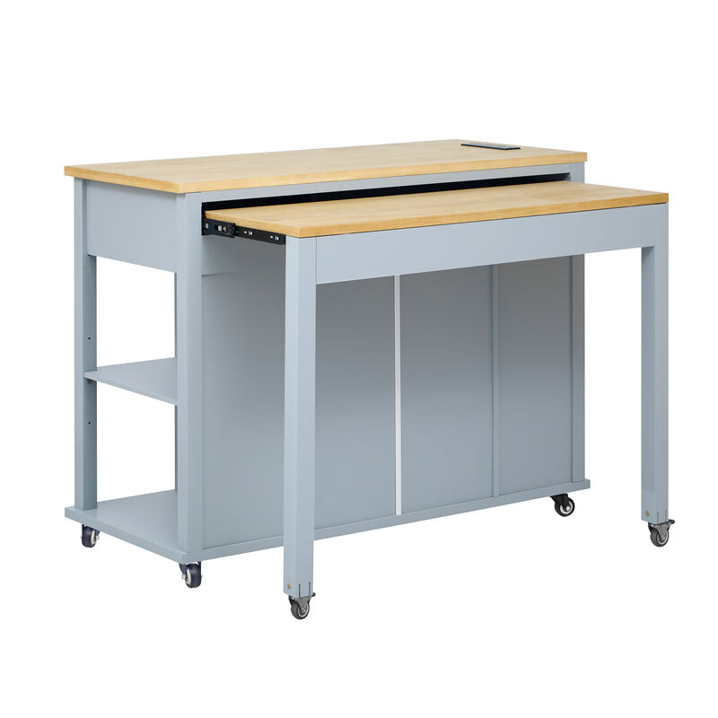 Merax Kitchen Island with Extendable Dining Table