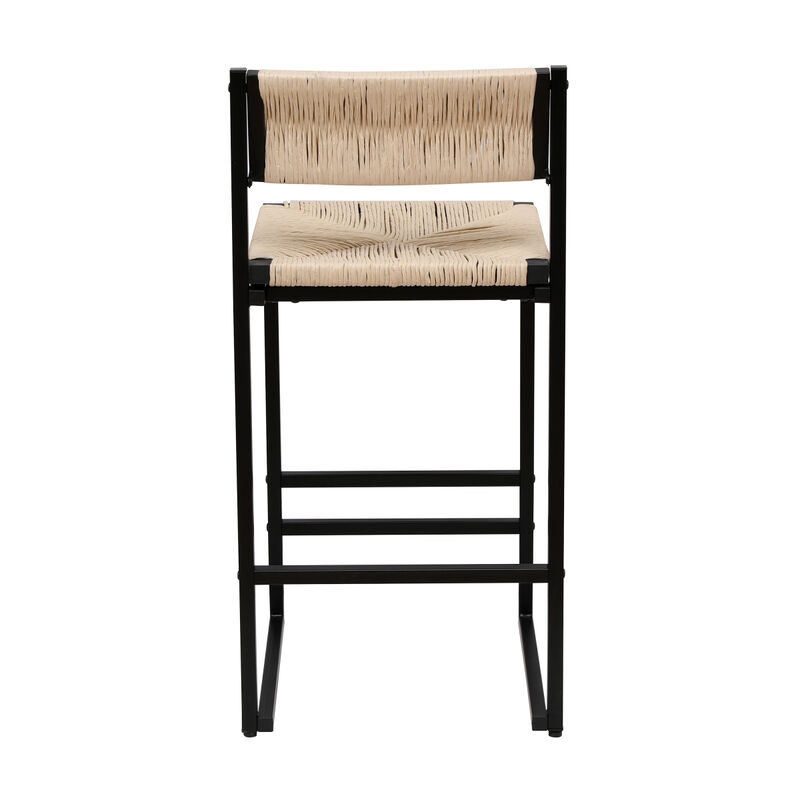 Creamy White Paper Rope Bar Stools Set of 2