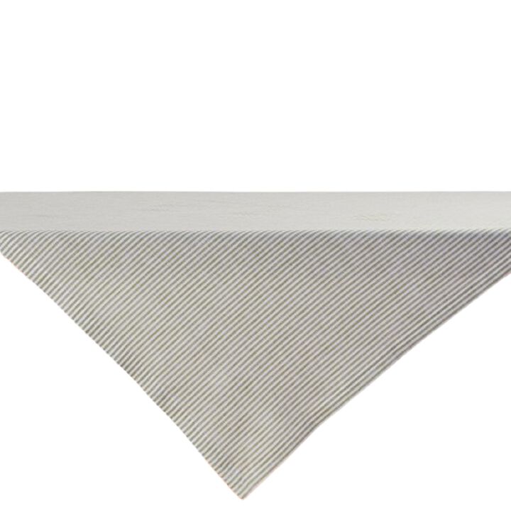 Solino Home 100% Pure Linen Table Throw 52 x 52 Inch | Narrow Stripe for Thanksgiving, Christmas