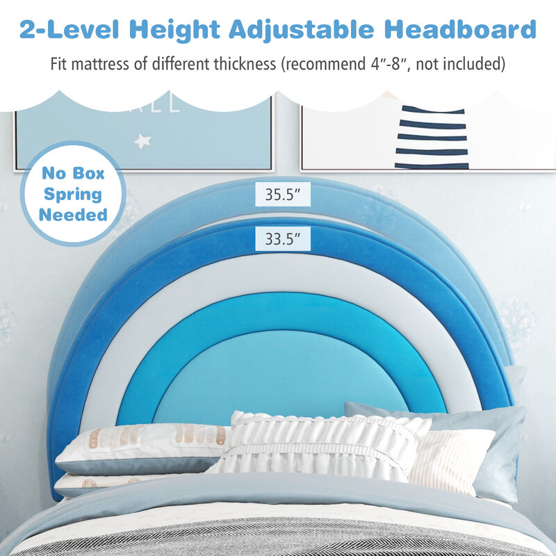 Height-Adjustable Headboard Bed Frame with Sturdy Wooden Slats, Modern Platform Design for Comfort and Support