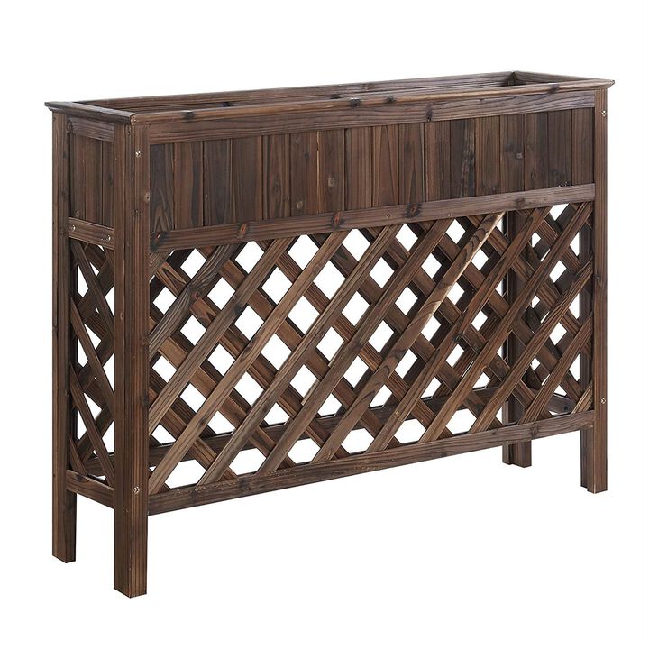 QuikFurn Large Raised Patio Planter Weathered Cedar L 48" x W 12.5" x 35.5"